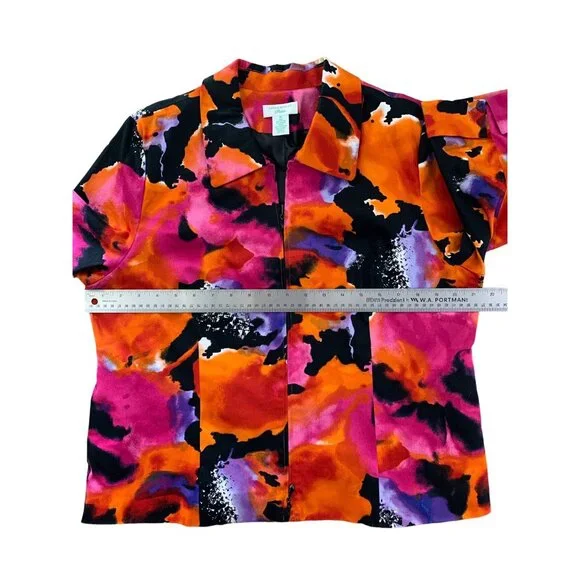 Laura Ashley Petite Womens Top 3/4 Sleeve Blazer Jacket Full Zip Pockets Size LP - Picture 6 of 12